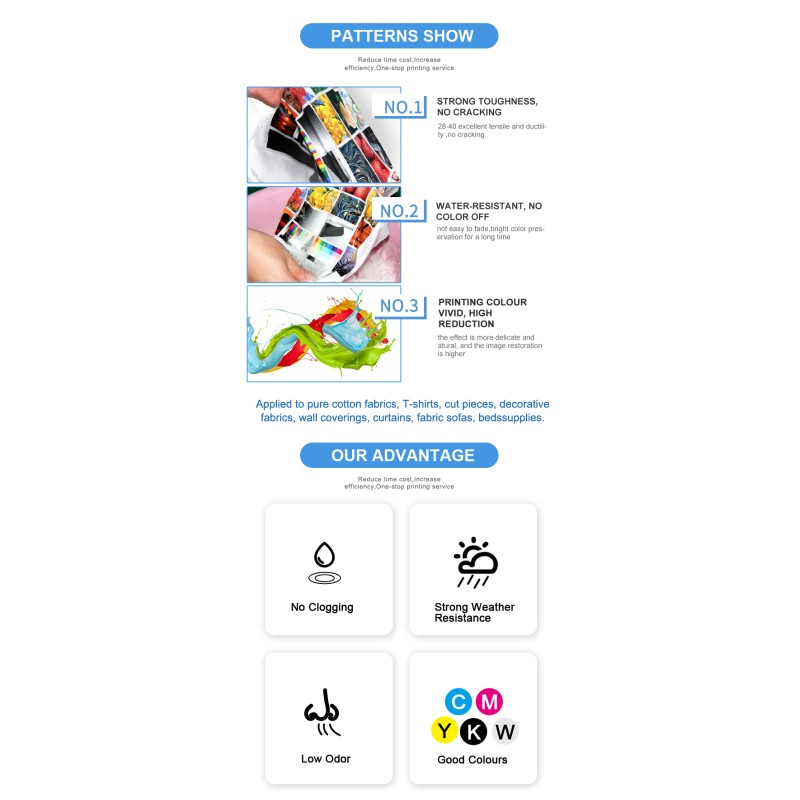 Fcolor High Quality Water Based DTF Ink Good Effect PET Film Heat Transfer Paper 1000ml DTF Ink