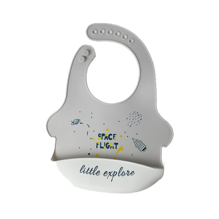 100% Food Grade Silicone Baby Bib Waterproof Soft Adjustable Infant Feeding Bib with Big Pocket Crumb Catcher for Baby