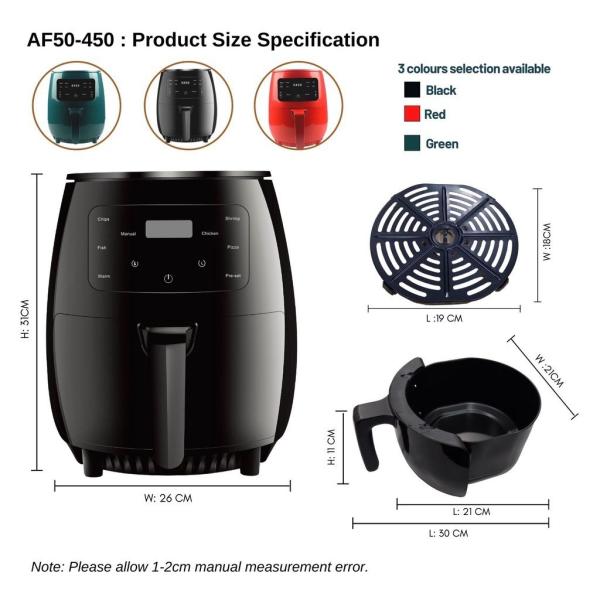 One Touch Digital Control Air Fryer No Oil Needed Perfect for Party Plastic Home-appliance