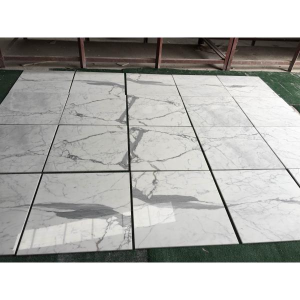 White Calacatta Marble Natural Stone Tile For Bathroom 10mm Thickness