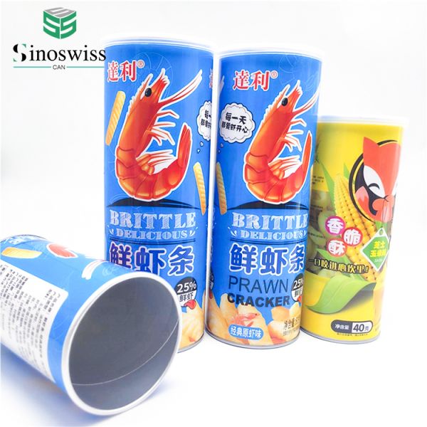 Aluminum Foil Lining Cardboard Can Packaging Round Potato Chips Cylinder Paper Cans
