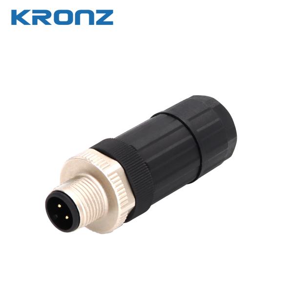 M12 Male Connector 5 Pin with Straight Cable Outlet 60V Industrial Circular Connector
