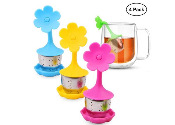 6x6x12.5cm Stainless Steel Tea Infuser Strainer With Drip Tray With BPA Silicone Handle