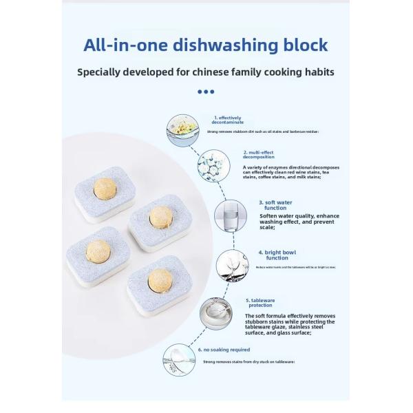 Solid Dishwashing Tablets Strong Stain Removal 20g Washing Tablets Three Colors Household Dishwasher