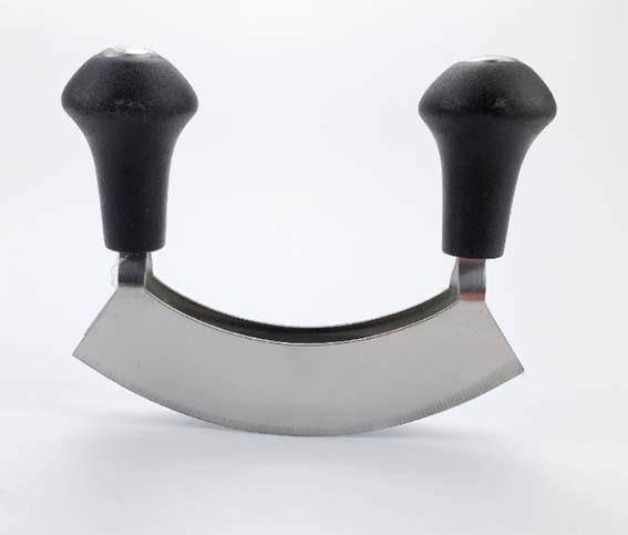 5 inch double knife blade pizza cutter mezzaluna knife black color green color purple color