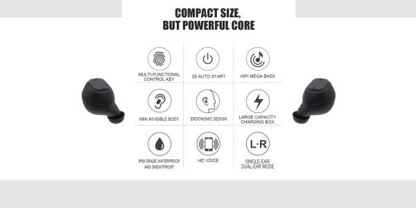 Hot true wireless bluetooth earbuds,noise cancelling earphones,magnet earbuds IPX5