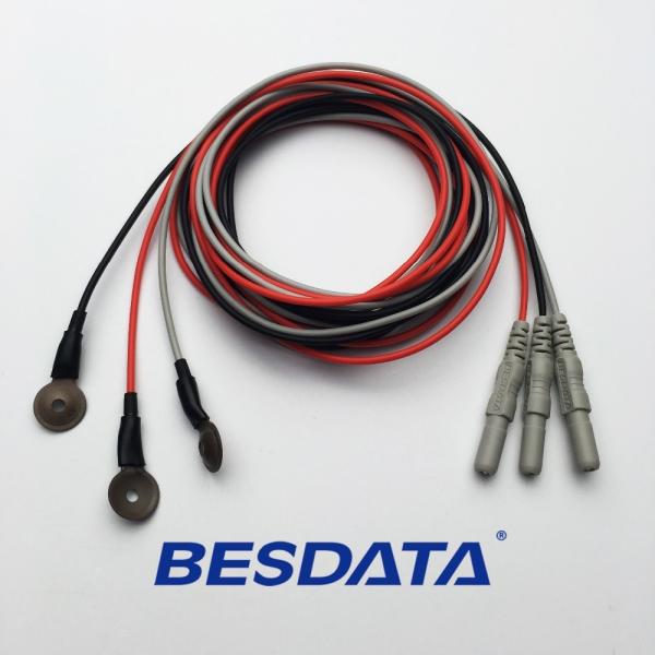 Gold Coated Cup Electrode EEG Silver Chloride  Electrodes Lead Cable