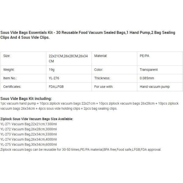 Disposable Transparent Vacuum Sealer Food Storage Plastic Packaging Roll Bag for Food Sealed, Textured Food Freshness St