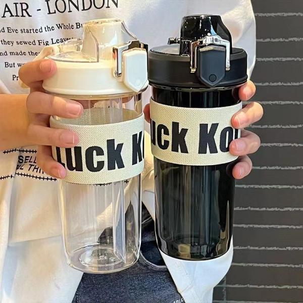 600ML Reusable Plastic Straw Cup With Custom Logo Eco Friendly Water Bottle As In Shown
