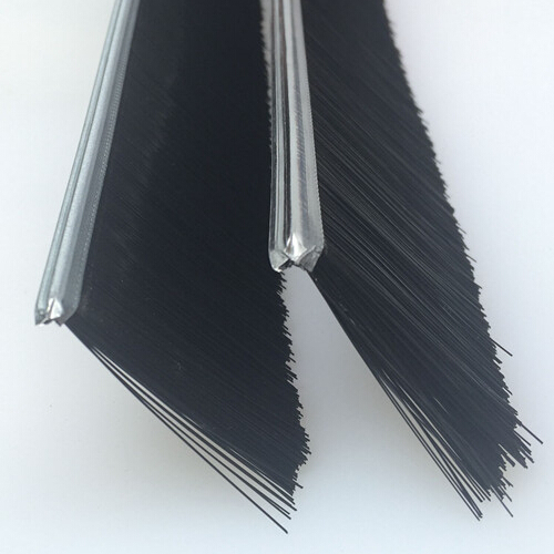 Nylon Bristle Metal Channel Strip Brushes Aluminium Holder For Dust Removal