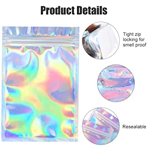 Smell Proof Mylar Bags, Foil Small Zip lockk Bags, Halloween Christmas Favor, Foil Pouch Slidelock