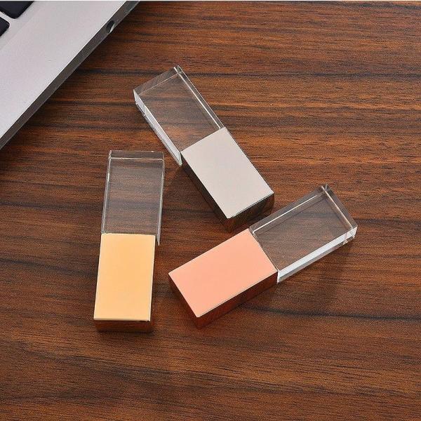 Custom Logo USB 3.0 or 2.0 Crystal Usb flash drive With LED Light