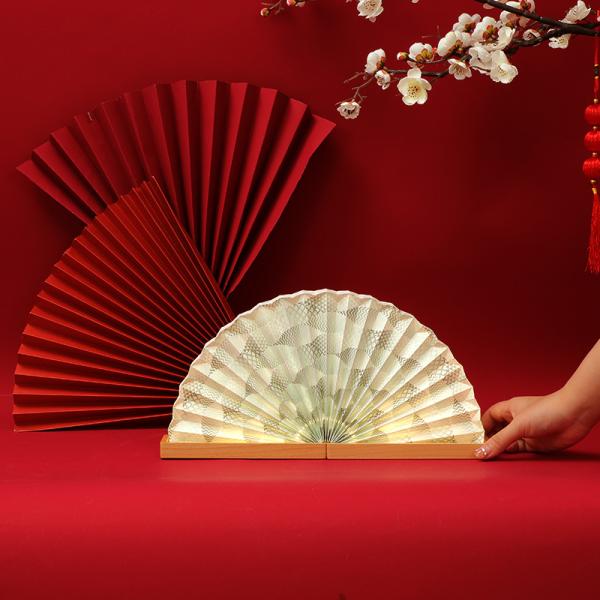 IP20 Modern Portable Paper Fan Lamp LED Light Colourful 2700K