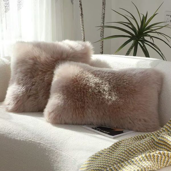 40x40cm Wool Faux Fur Pillow Bedroom Sofa Household Items