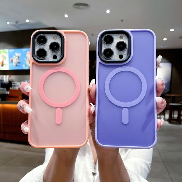 Shockproof Magsafe Phone Case Translucent Back Anti Fingerprint
