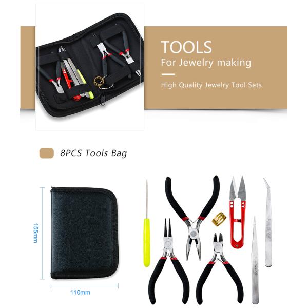 8pcs Jewelry Making Tool Kits Handmade Pliers Set With Scissor Tweezers