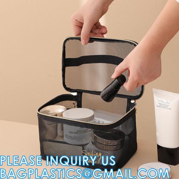 Mesh Makeup Cosmetic Bag Portable Travel Organizing Zipper Pouch Toiletries Pouches Home Office Accessories