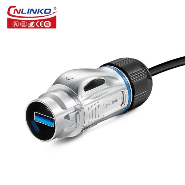 CNLINKO BD24 Metal Circular Data Connector USB Plug Waterproof USB 3.0 Connector