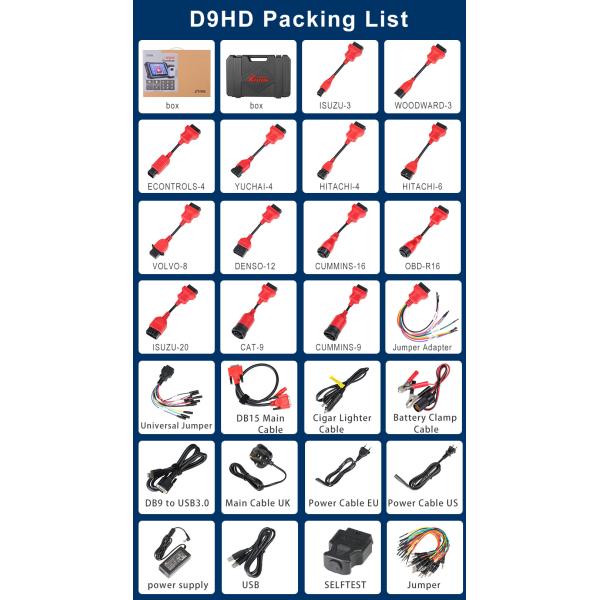 Ferramenta de diagnóstico de caminhão e automóvel diesel/gasolina XTOOL D9HD