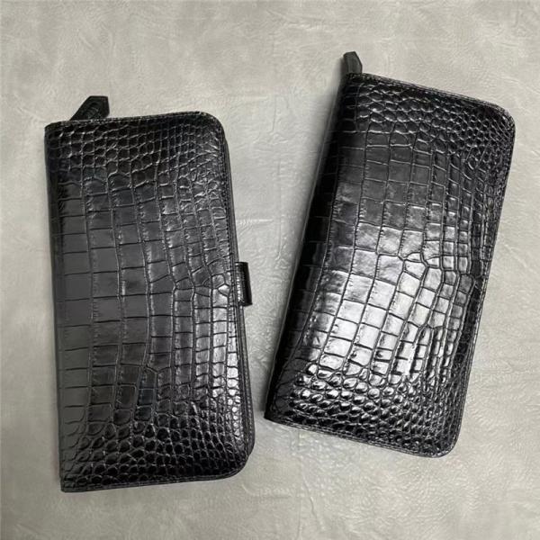 Authentic Exotic Crocodile Belly Skin Men's Large Card Wallet Genuine Alligator Leather Clutch Purse Male Phone Holders