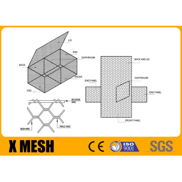 En 10223-3 стандартное шестиугольное Gabion цепляет провод Selvedge 3.2mm для предохранения от запруды