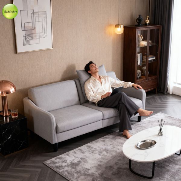 Minimalist Linen Fabric Three-Seater Living Room Sofa Convertible Sleeping Bed Saving-Space Foldable Sofa Bed For Small Apartment