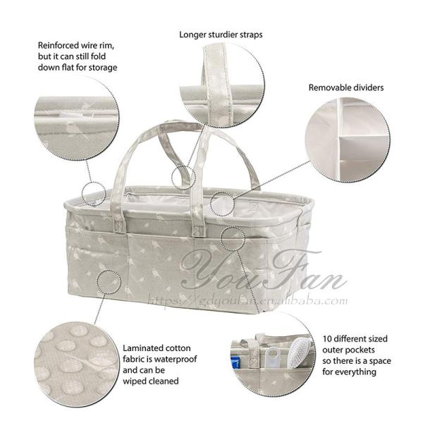 Personalized Diaper Caddy Basket , Portable Baby Diaper Organiser