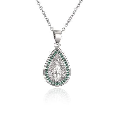 O ODM Sterling Silver Drop Necklace Micro do OEM embutiu o Virgin Mary Necklace