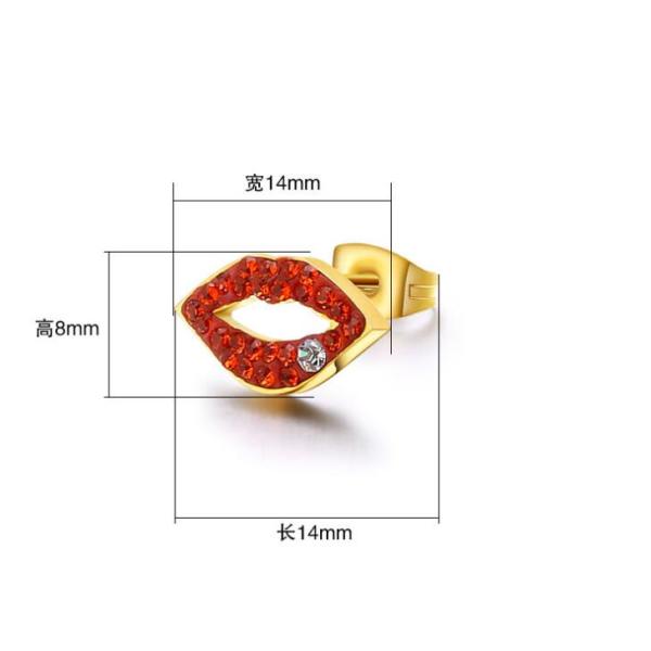 Red Diamond Stainless Steel Earring Beautiful Lip Shape Earring Jewelry