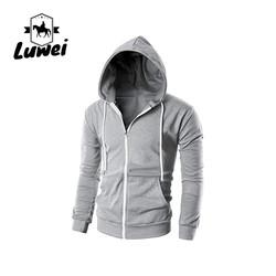 Custom Drawstring Gym Manga longa Homens Camisa simples de tamanho superior Pulôver Slim Fit Peso leve Zip-up Hoodie desportivo