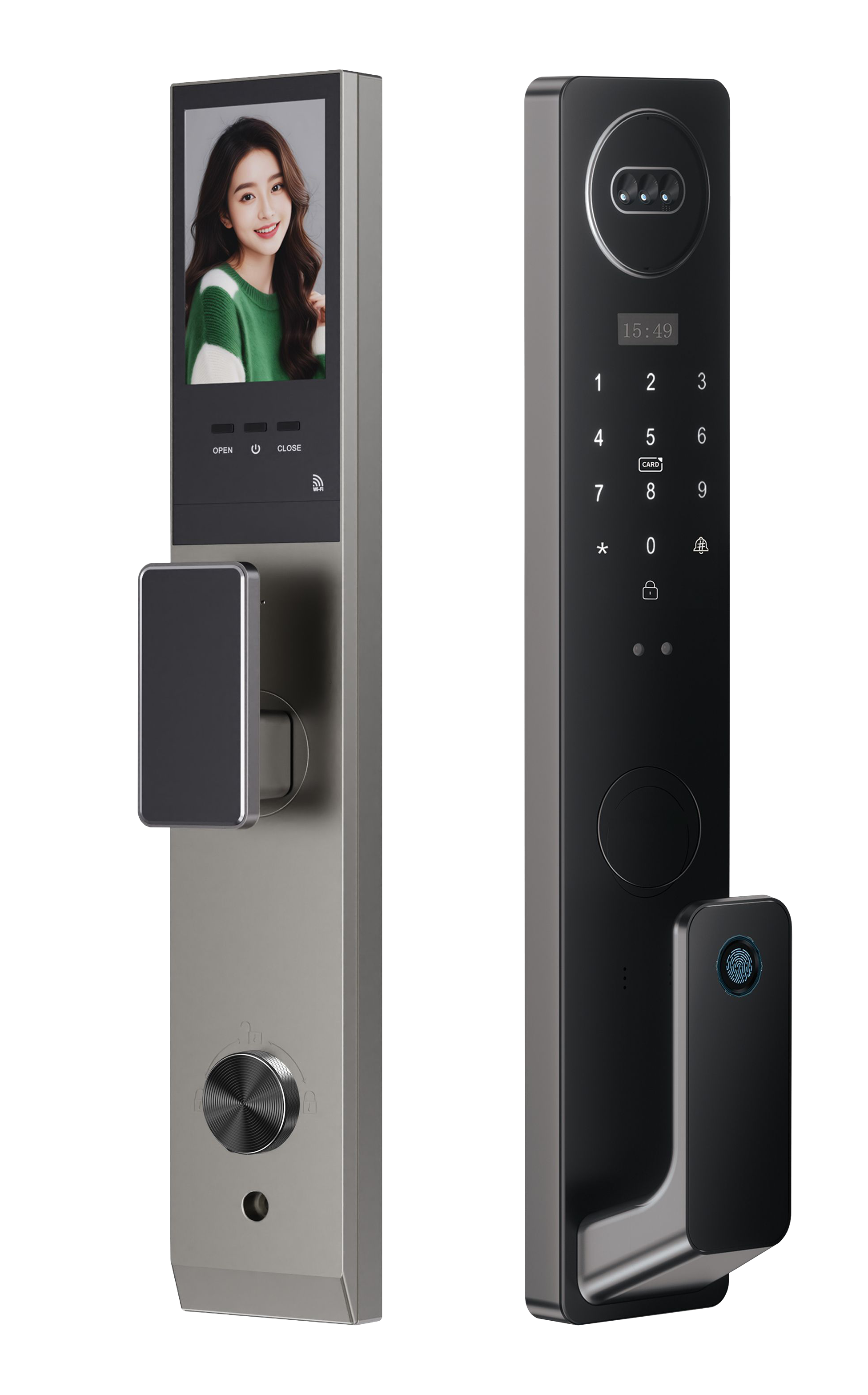 3D Facial Recognition Fully Automatic Smart Door Lock With 4.5 Inch Display & Video Doorbell