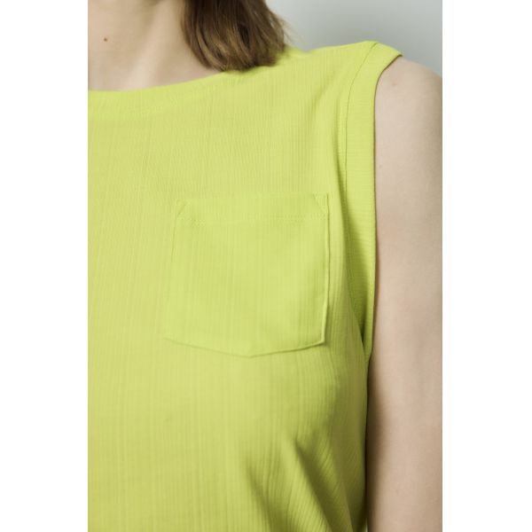 Lime Green Basic Tops Ribbed Sleeveless Crop Top White Cargo Pants Set 102cm