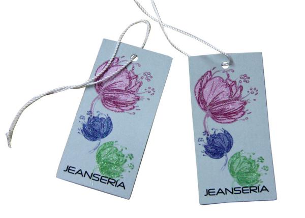 Shining Embossed Touchable Clothing Hang Tags Flower Personalized Silk Screen Printing