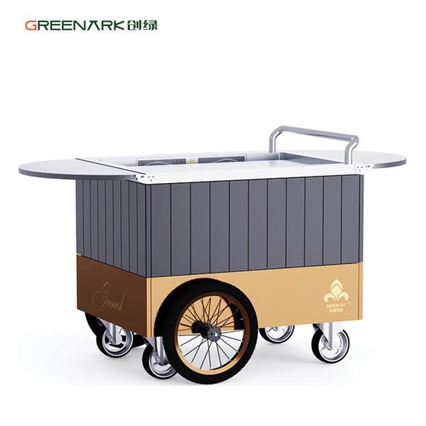Mobile Teppanyaki Grill Food-Grade Alloy Steel Plate, 250℃ in 8 Mins, Extendable Table & 16'' Wheels Direct Factory