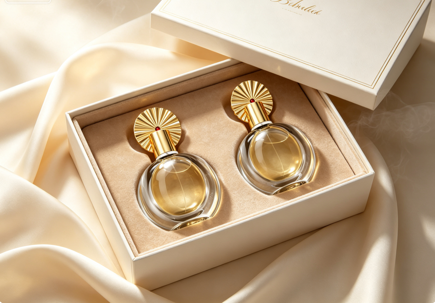 Luxury Fan Shaped Zamac Perfume Cap with Inlaid Red Crystal Gold Plated Fragrance Bottle Lid