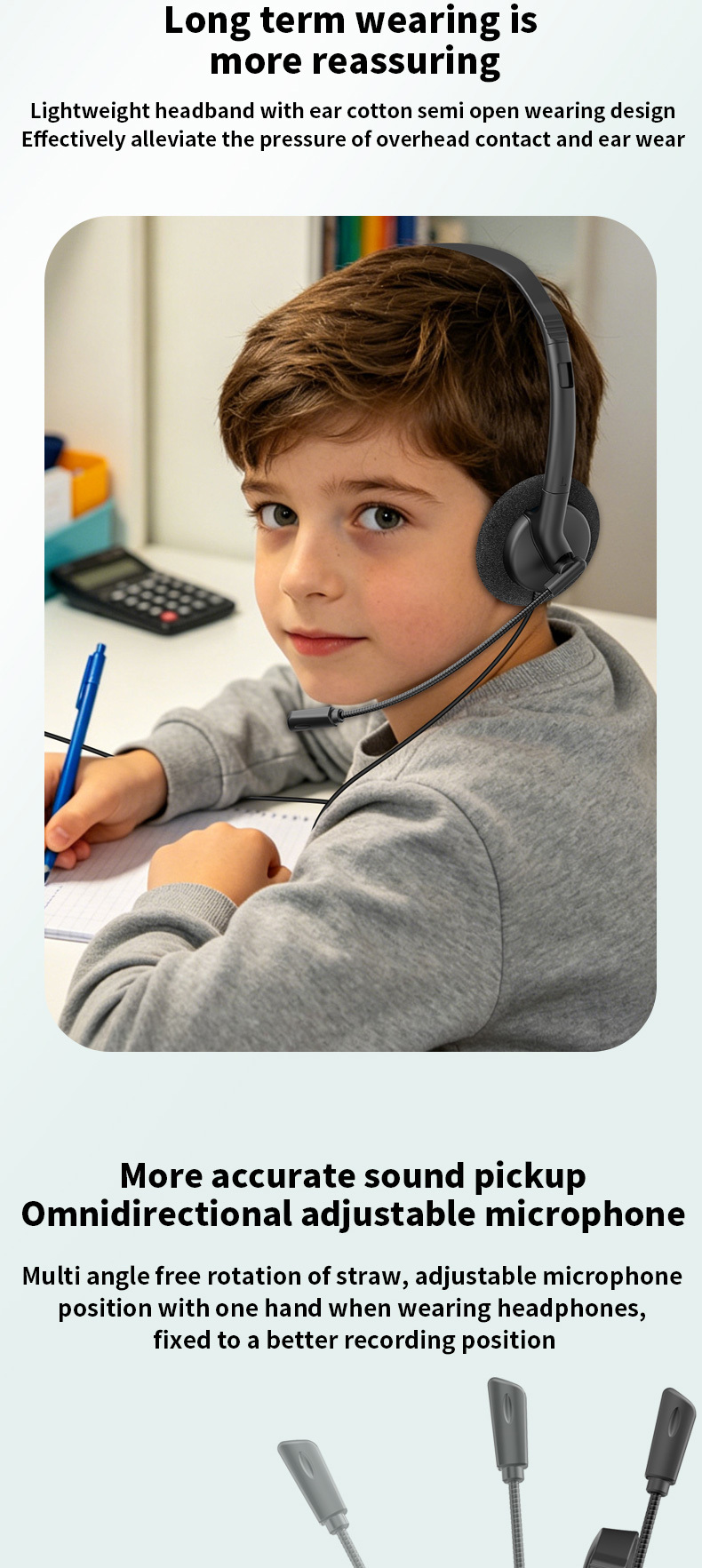 Lightweight wired telephone headset with ENC noise‑cancelling flexible boom microphone. Supports USB, Type‑C & 3.5mm jack, perfect for call centers, remote work, online meetings and classes,OEM & ODM