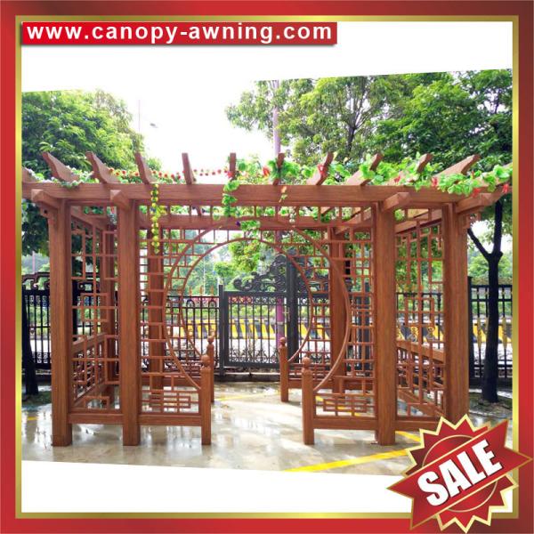 prefabricated outdoor garden park wood look grape aluminum alu metal trellis gazebo Pergola vine grids shelter kits
