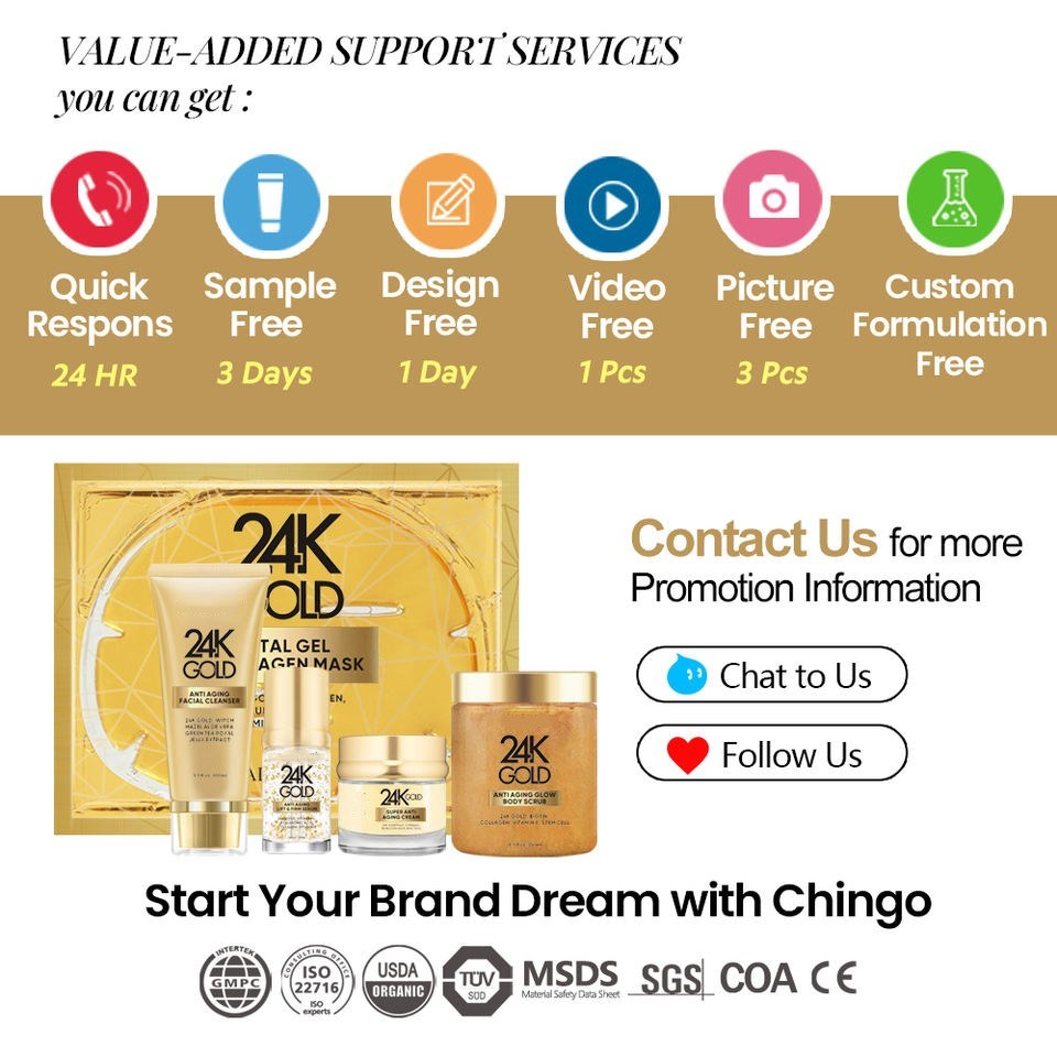 OEM ODM 24k Gold Skin Care Set face cream Facial Cleanser Organic Acne essence Wholesale Purifying Pore Breaking Melanin face cream Deep Cleaning Facial Moisturizing facial mask