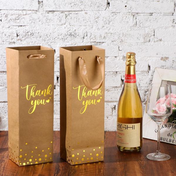 Custom Printed Wine Packing Shopping Paper Bag For Bottle CMYK 4 Color Offset Printing
