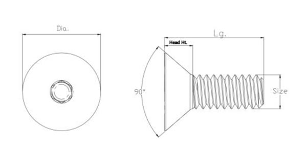Gr12.9 Alloy Steel Hex Drive Flat Head Screw 6mm-50mm M5 Wood Screw
