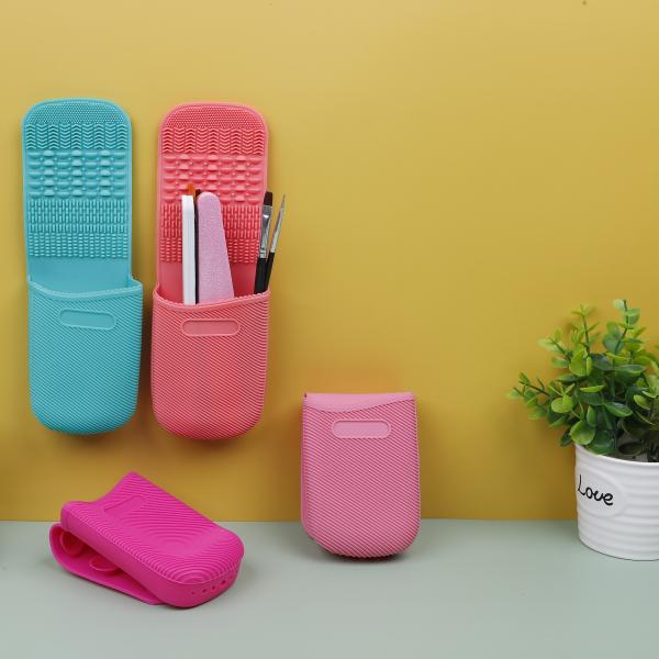 Reusable Makeup Brush Cleaner Women Carrying Silicone Folding Cosmetic Organizer