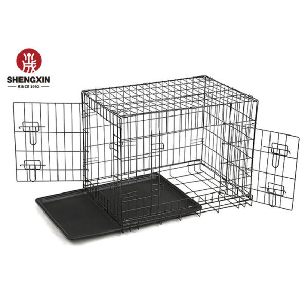 Removable 30Inch Large Metal Kennel Reinforced Iron With Tray