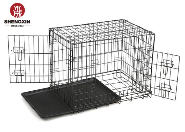 Removable 30Inch Large Metal Kennel Reinforced Iron With Tray