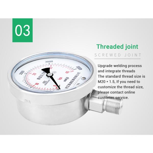 High Pressure Gas Meter 2.5% Accuracy Stainless Steel Diaphragm Seal Pressure Gauge