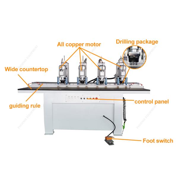 Four Head Elliptic Shape Hinge Jig Drilling Wood Panel Holes Puncher Milling Machine