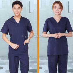 factory custom logo strech solid color made in china cheap design hospital  uniforms sets new style men scrub