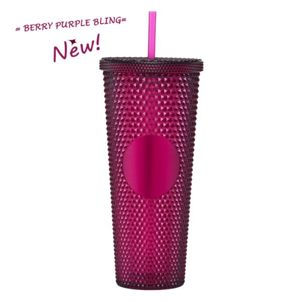 Factory Direct Supply Double-layer Plastic Straw Cup, Large Capacity Creative 710ml Durian Cup, Prickly Cup, Portable Diamond Cup