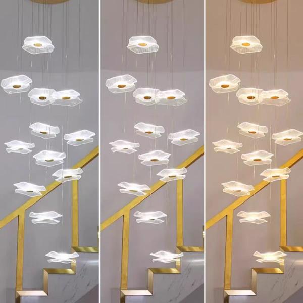 Modern Decorative Interior Acrylic LED Chandelier Nordic Living Room Hotel Double Lotus Decorative Chandelier
