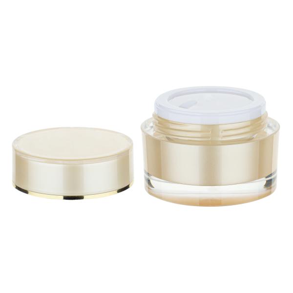 Jarrón de crema cosmética vacío de 50 g amarillo redondo acrílico de doble capa de plástico Jarrón de crema para los ojos ((5g.10g.20g.30g.50g)