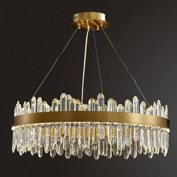 豪華な金色のクリスタルチェンデリアのフロアランプ 丸いLEDペンダントライト